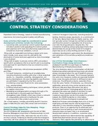 Control Strategy Considerations