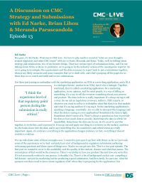 A Discussion on CMC Strategy and Submissions With Ed Narke, Brian Lihou & Meranda Parascandola
